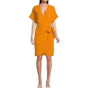 Alex Marie MARLA SURPLICE V-Neck Wrap Midi Dress MANGO Color
